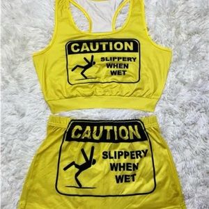 Slippery when wet shorts set